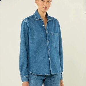WNU With Nothing Underneath Women's Blue Denim Button Down Shirt 2 XS
